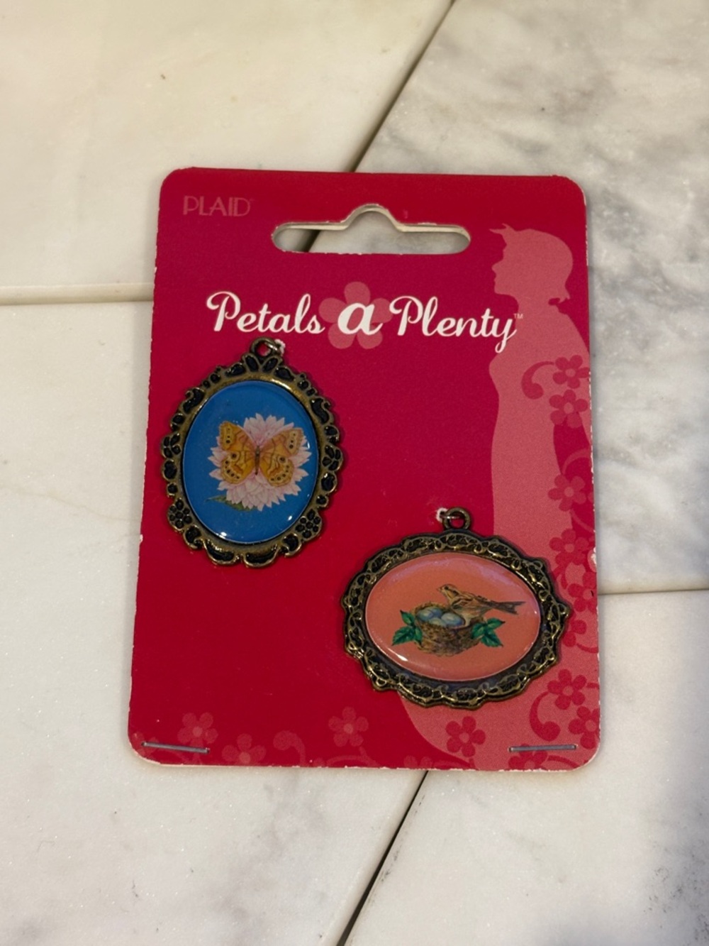 Vintage-Style Blue & Peach Decorative Charms